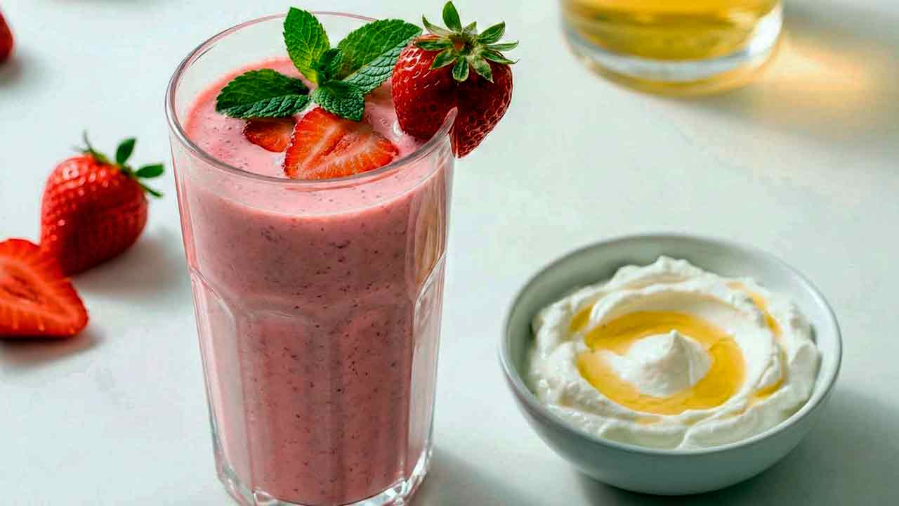 Delicious Strawberry Kefir Smoothie in a glass